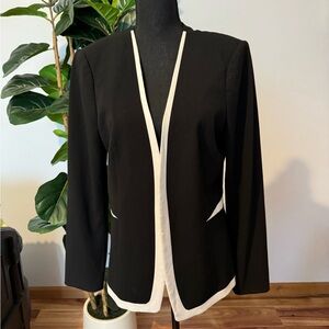 White House Black Market Black Blazer with White Trim